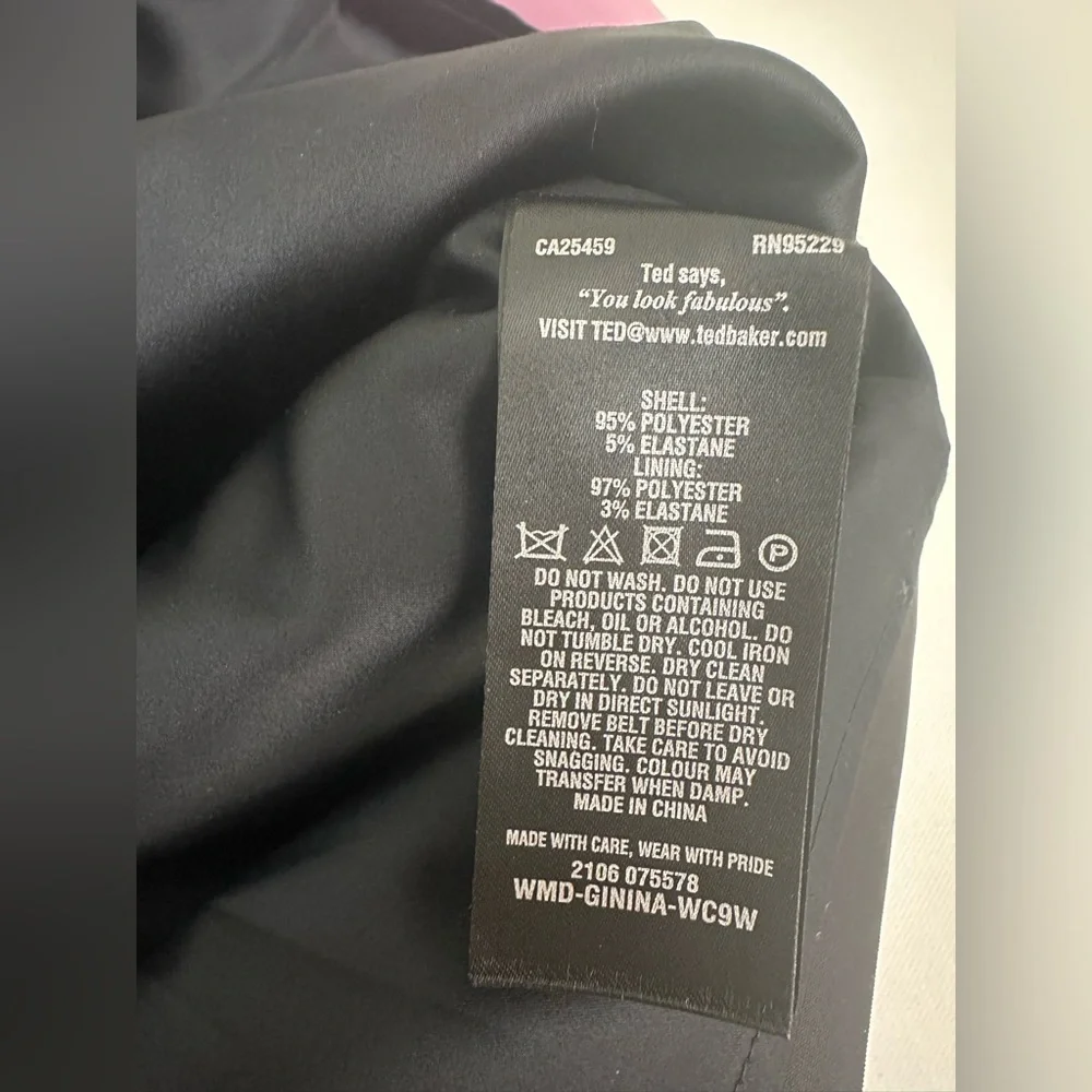 Ted Baker Maple Swirl Pencil Dress Size 2/Medium Pink Green EUC - Picture 3 of 7